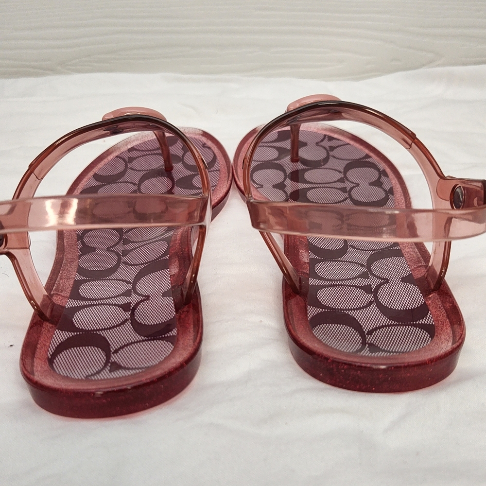 Coach Natalee Jelly Thong Sandals New No Box Candy Apple/Pink Size 6 - Picture 5 of 12